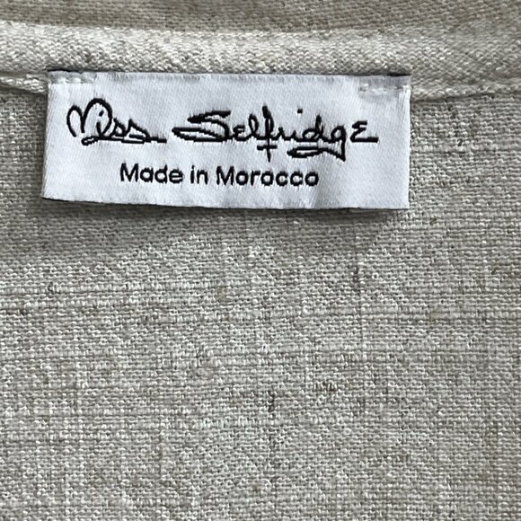 Miss Selfridge Dress Womens US 6 Oatmeal Linen Viscose Blend Wrap Mini Lagenlook - Picture 4 of 10
